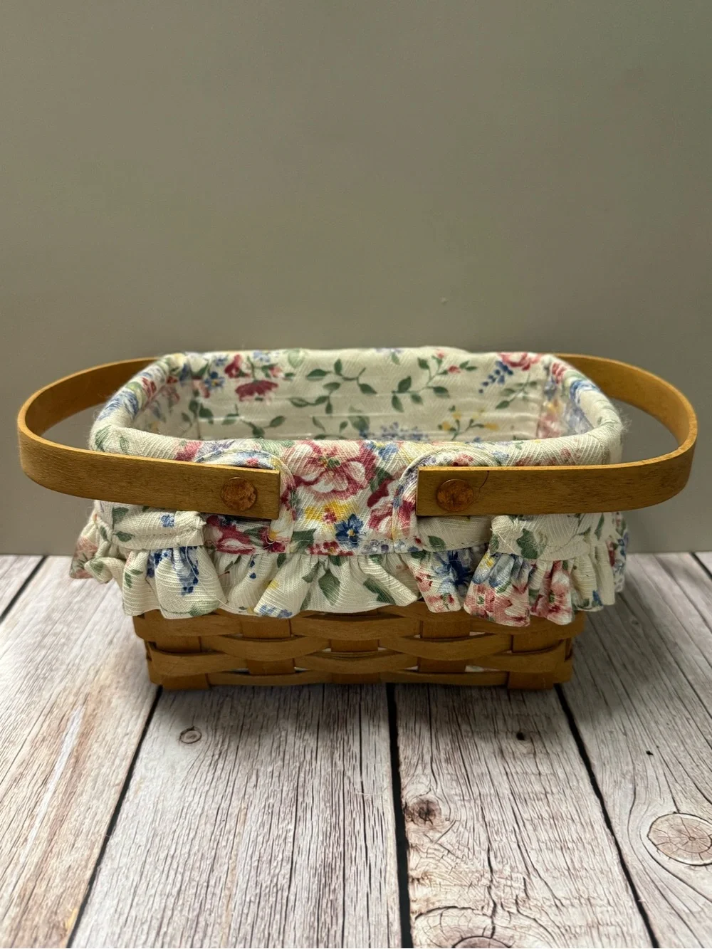 Longaberger Classic Little Market Basket  Spring Flower Liner 5”x8”